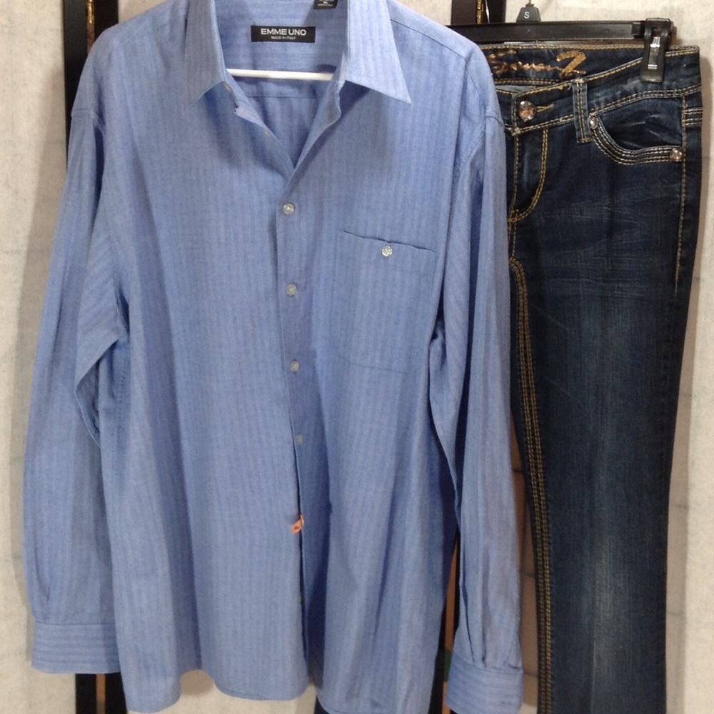 Men's Emme Uno blue dress shirt